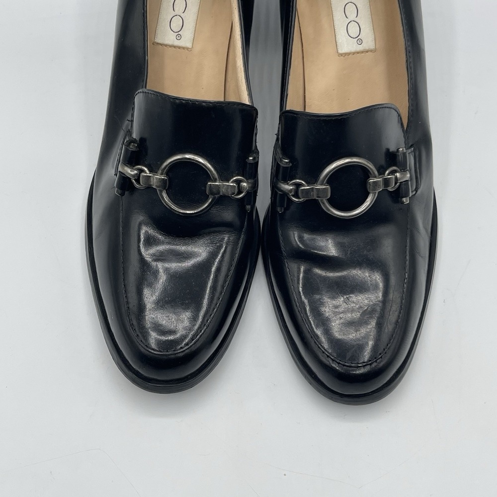 Vintage Y2K Women's LEATHER Calico Oxford Slip On Loafer Shoes Chunky Heel 10 M - Picture 5 of 12